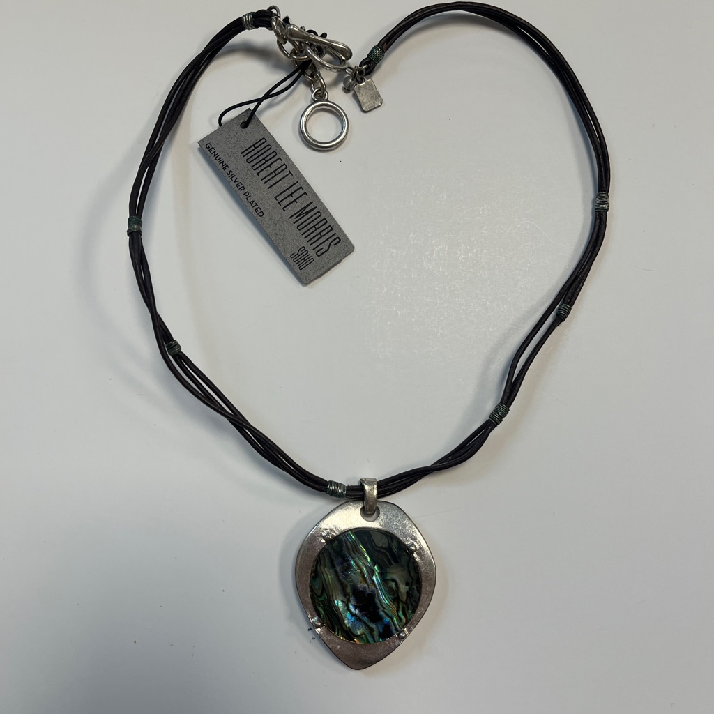 Robert Lee Morris Soho Abalone Leather Patina Pendant Necklace 30$